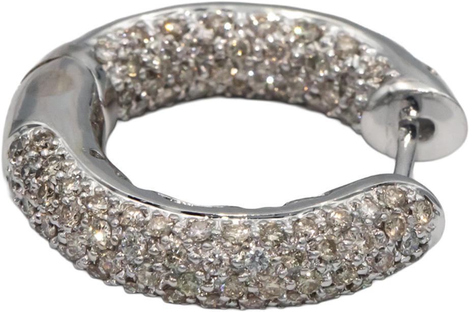14k White Gold 2.0CT Diamond Pave Hoop Huggie In Out Earrings