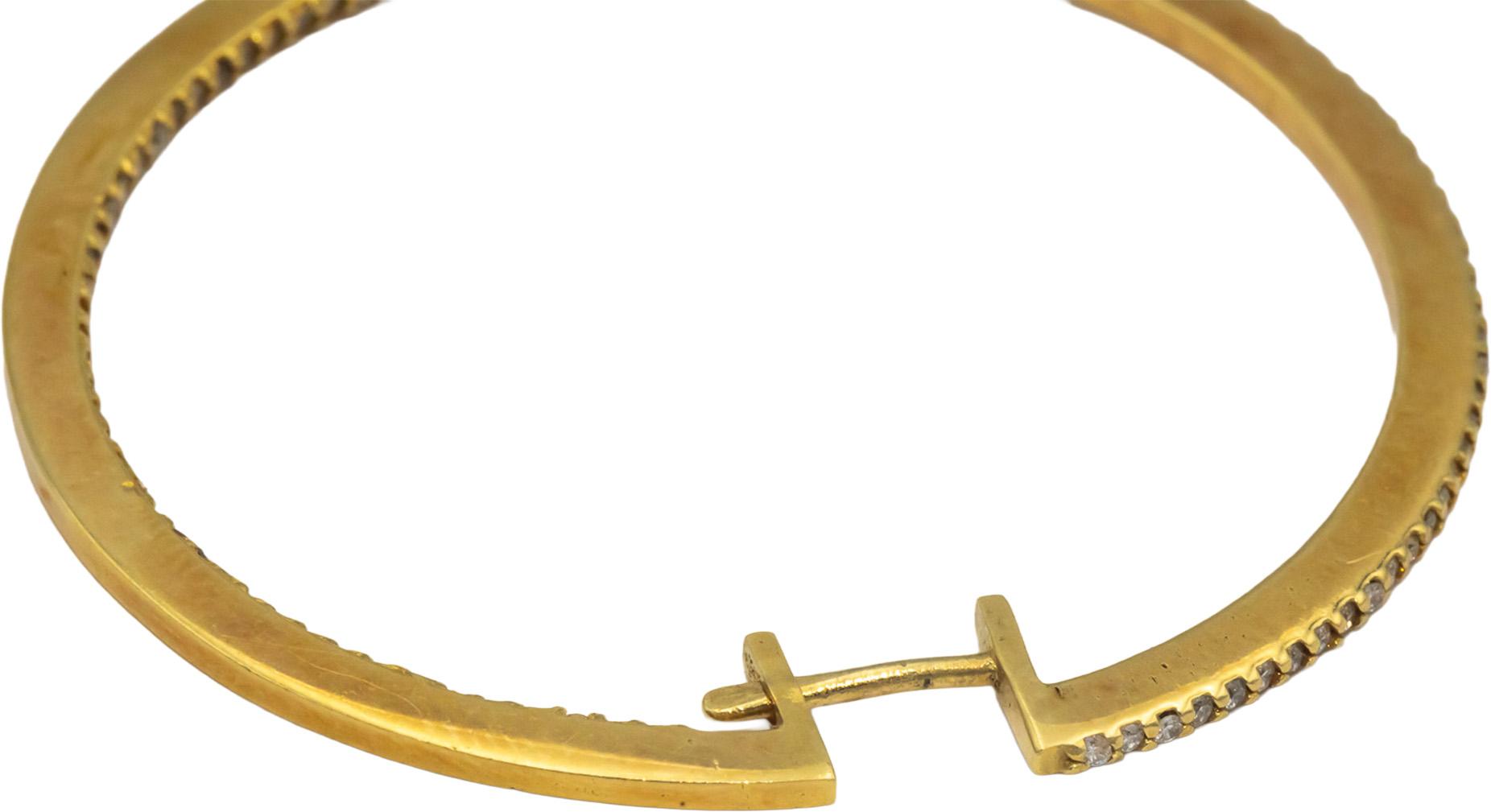 18k Yellow Gold Inside Outside Diamond Jumbo Hoop Earrings 1.0cts