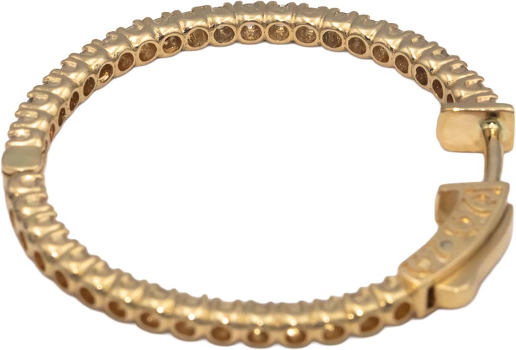 14k Yellow Gold 1.48CT Diamond Inside Out Hoop Earrings