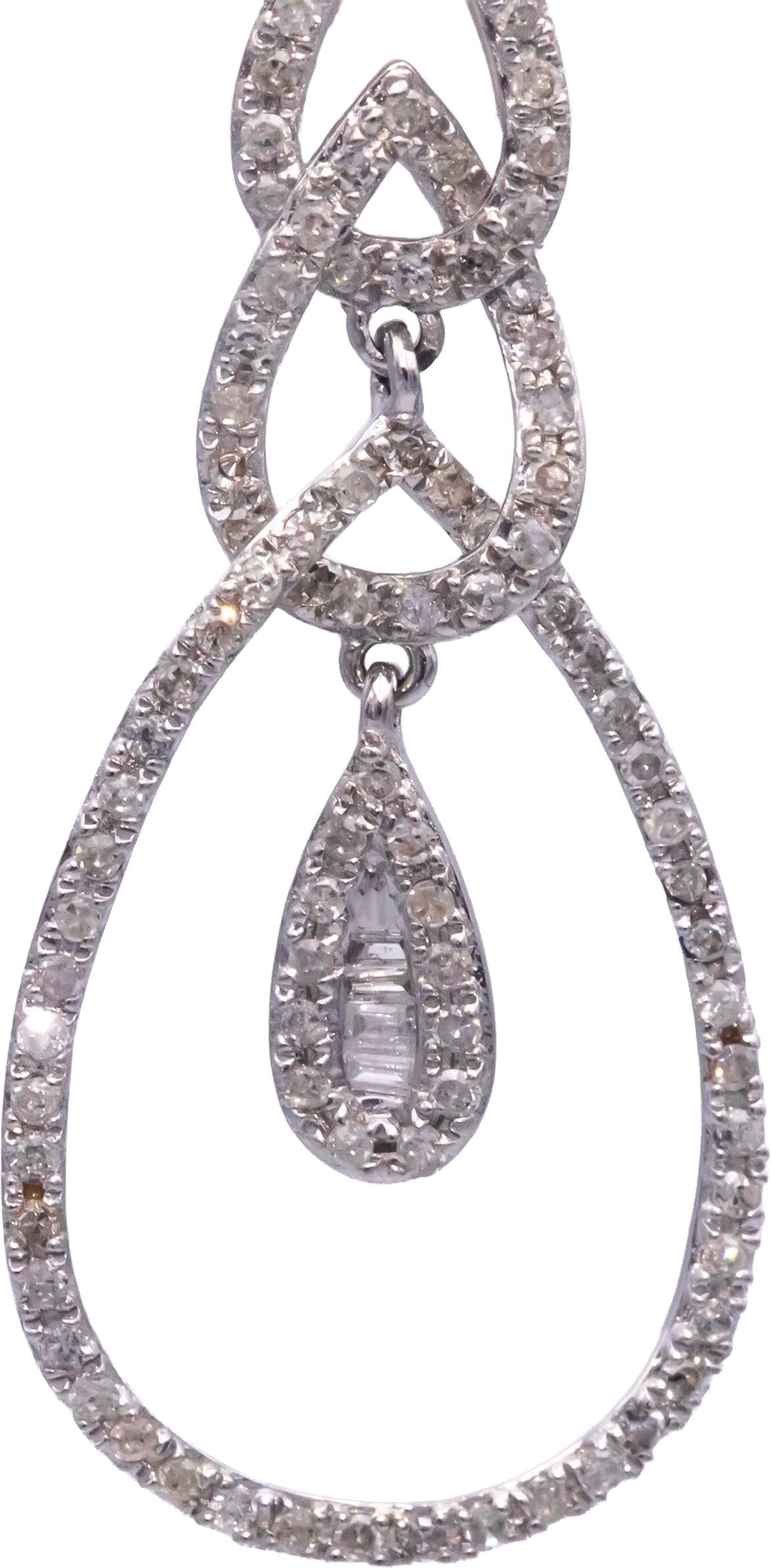 10k White Gold 1.0CT Round Cut Diamond Air Balloon Drop Dangle Earrings