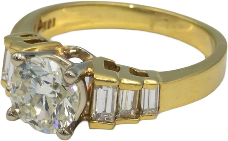 18k Yellow Gold 2.20CT Diamond Engagement Ring w/ 1.70CT Center Size 7.5