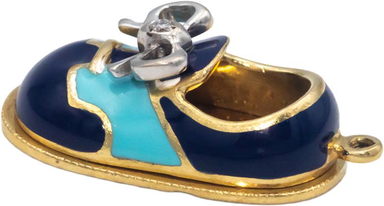 AARON BASHA 18k Yellow Gold Enamel Shoe Charm w/ Diamond Accent