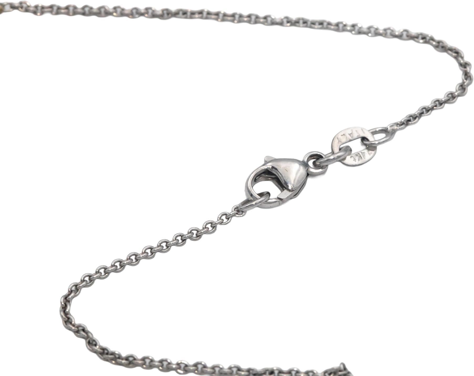14k White Gold 1.61CT Diamond and Amethyst By The Yard Chain Necklace