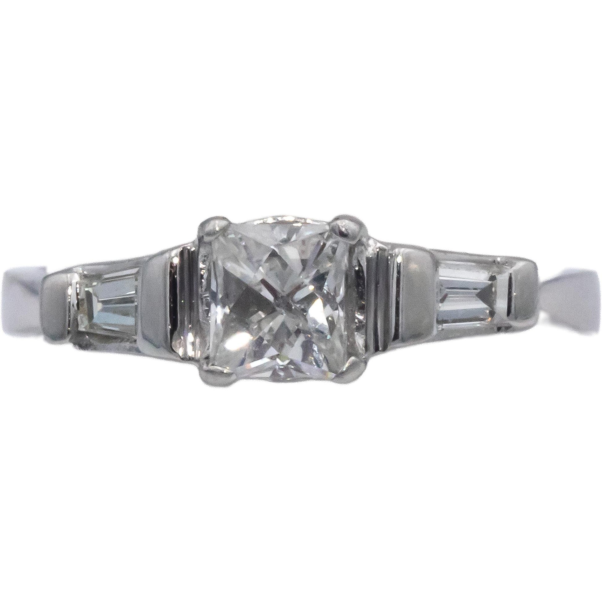 Platinum & 18k Gold 1.15CT Diamond Three Stone Ring w/ .95CT Center Size 8