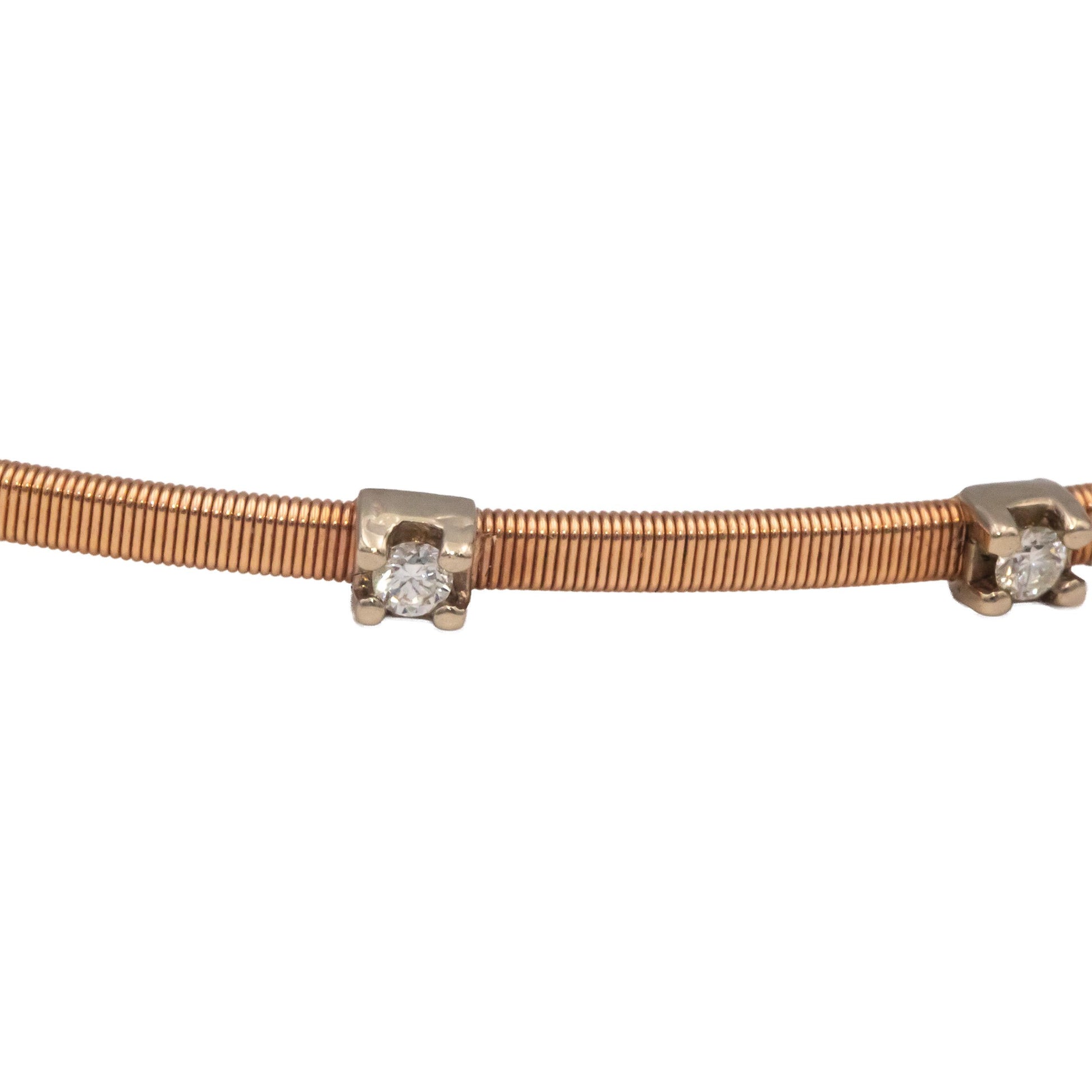 Italy 14k Rose Gold 0.15CT VS Round Cut Diamond Five Stone Bracelet