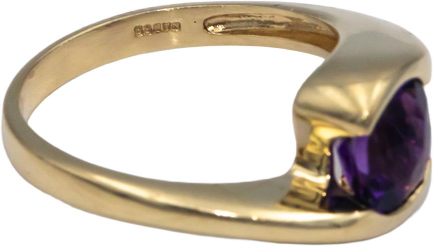 14k Yellow Gold 1.50CT Amethyst Solitaire Ring Size 7