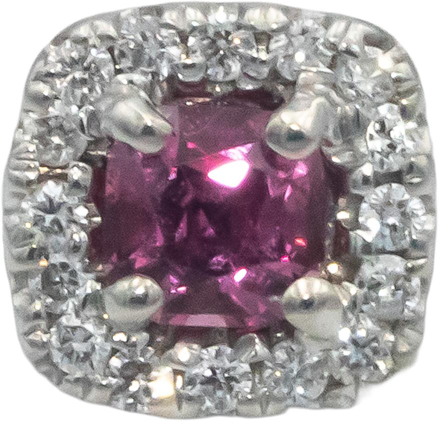 14k White Gold 0.68CT Diamond and Pink Sapphire Square Halo Ring Size 5