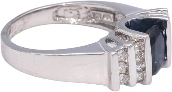 14k White Gold 1.50CT Diamond and Sapphire Ring Size 7.25