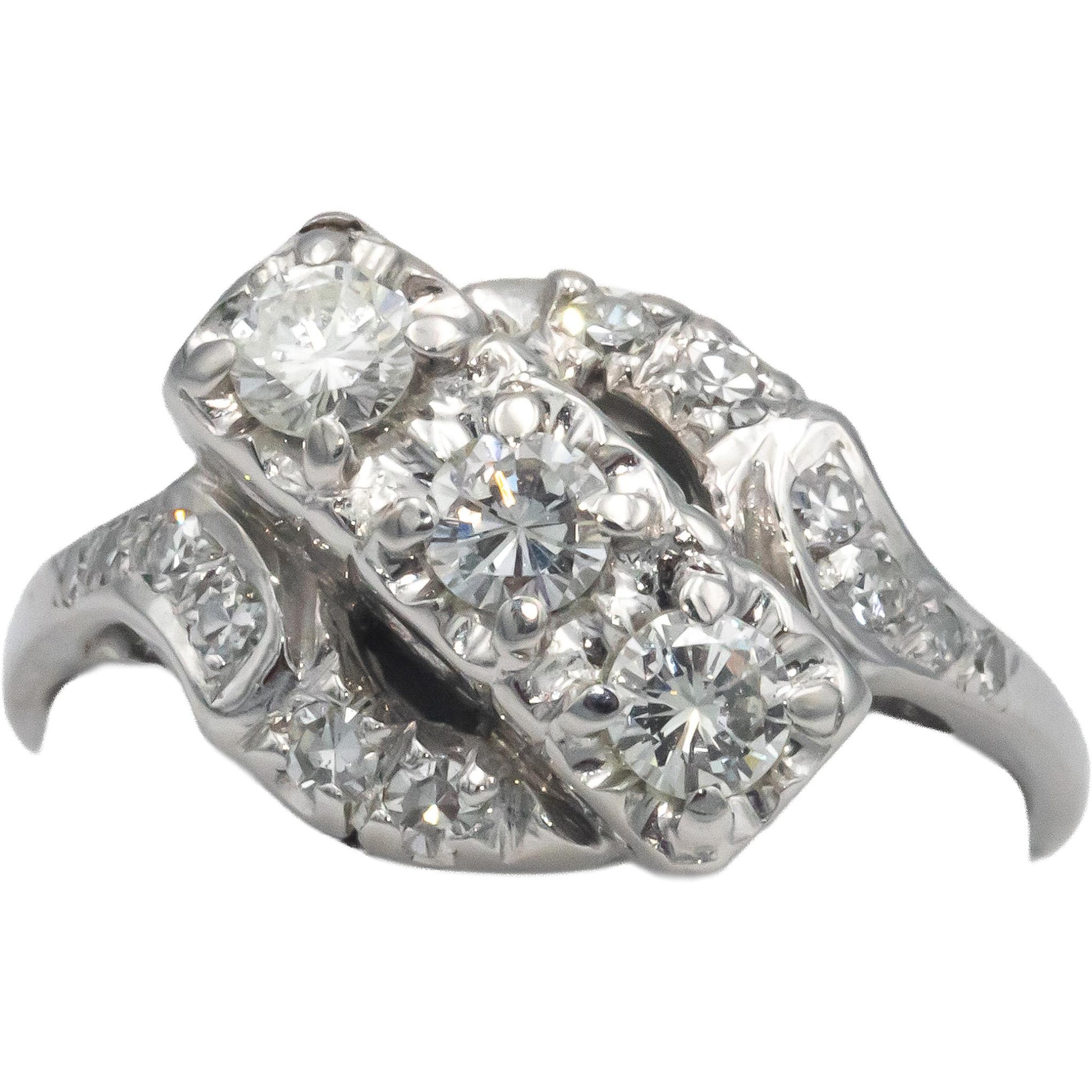 Vintage Antique 14k White Gold 0.55CT VS Diamond Ring Size 9