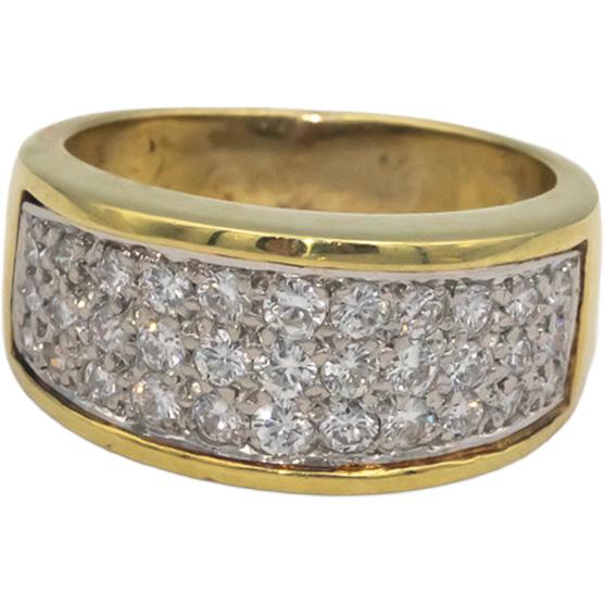 18k Gold & Platinum 0.60CT Round Cut Diamond Cluster Band Ring Size 5
