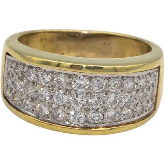 18k Gold & Platinum 0.60CT Round Cut Diamond Cluster Band Ring Size 5
