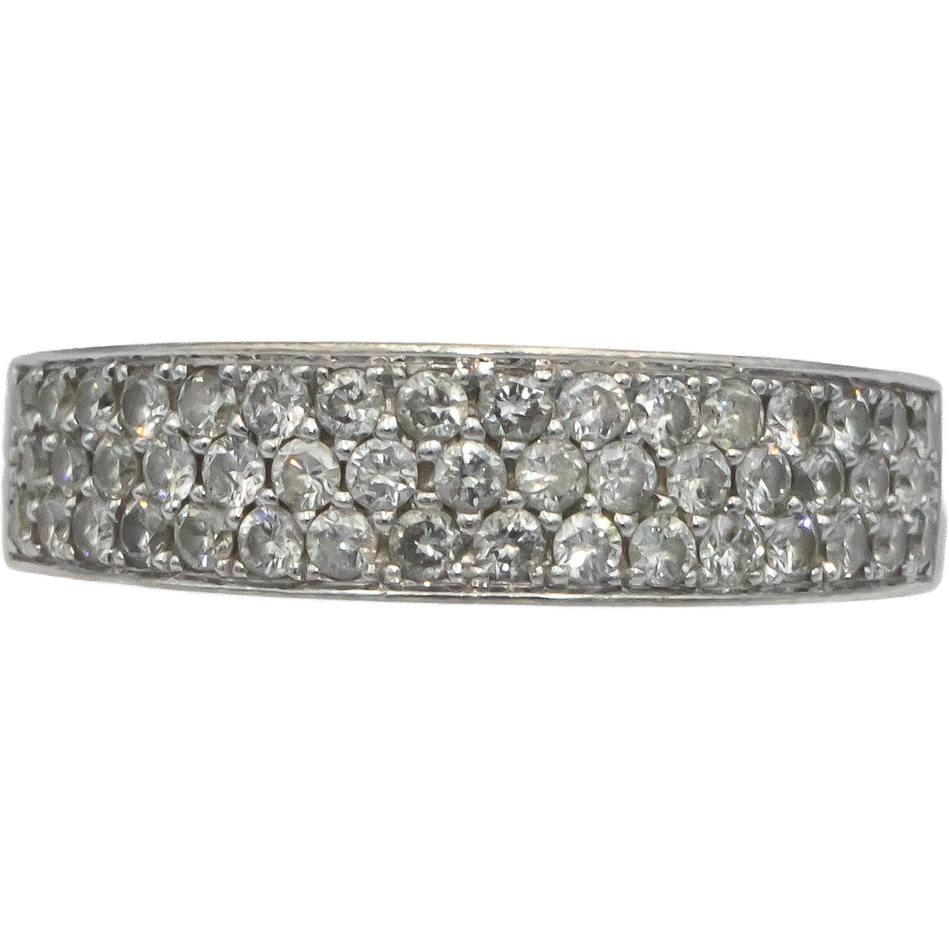 14k White Gold 0.91CT Diamond Pave Wedding Band Ring w/ Filigree Sides Size 7