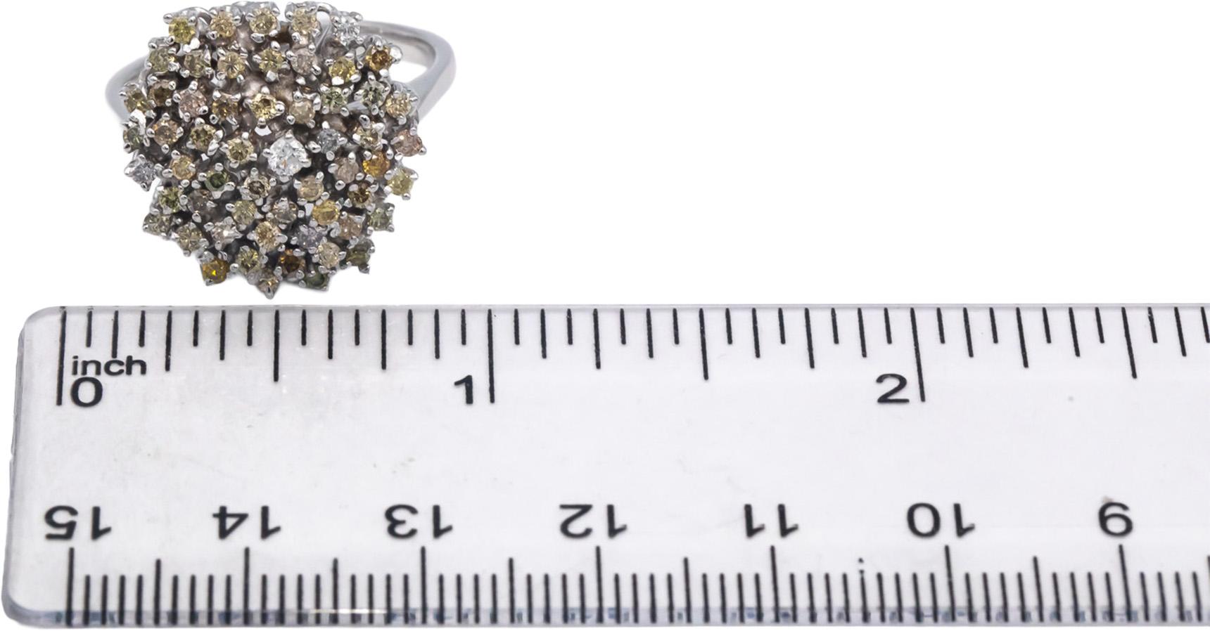 18k White Gold 1.05CT Diamond Cluster Cocktail Ring Size 8.5