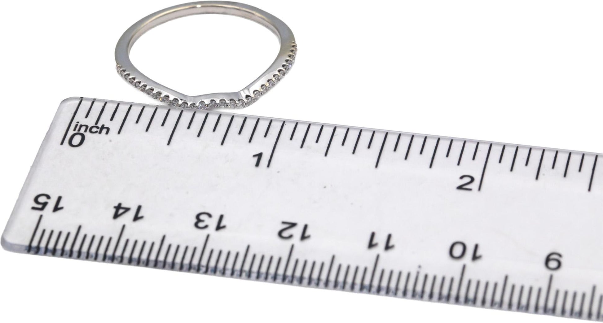 14k White Gold Round Cut Diamond Wavy Band Ring 0.14CT Size 9