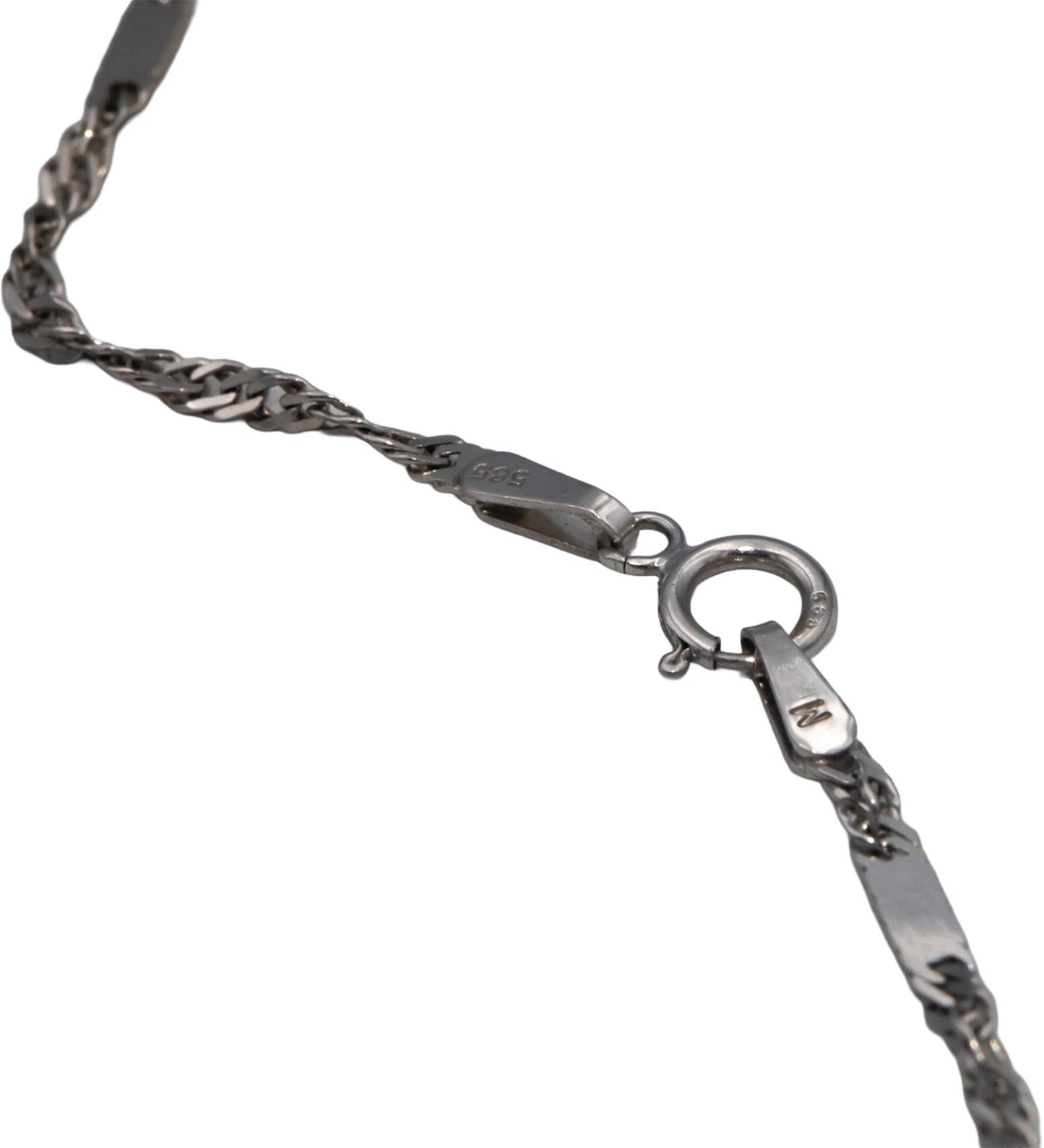 14k White Gold Jewelry 16" Long Fancy Twisted Chain Link Necklace