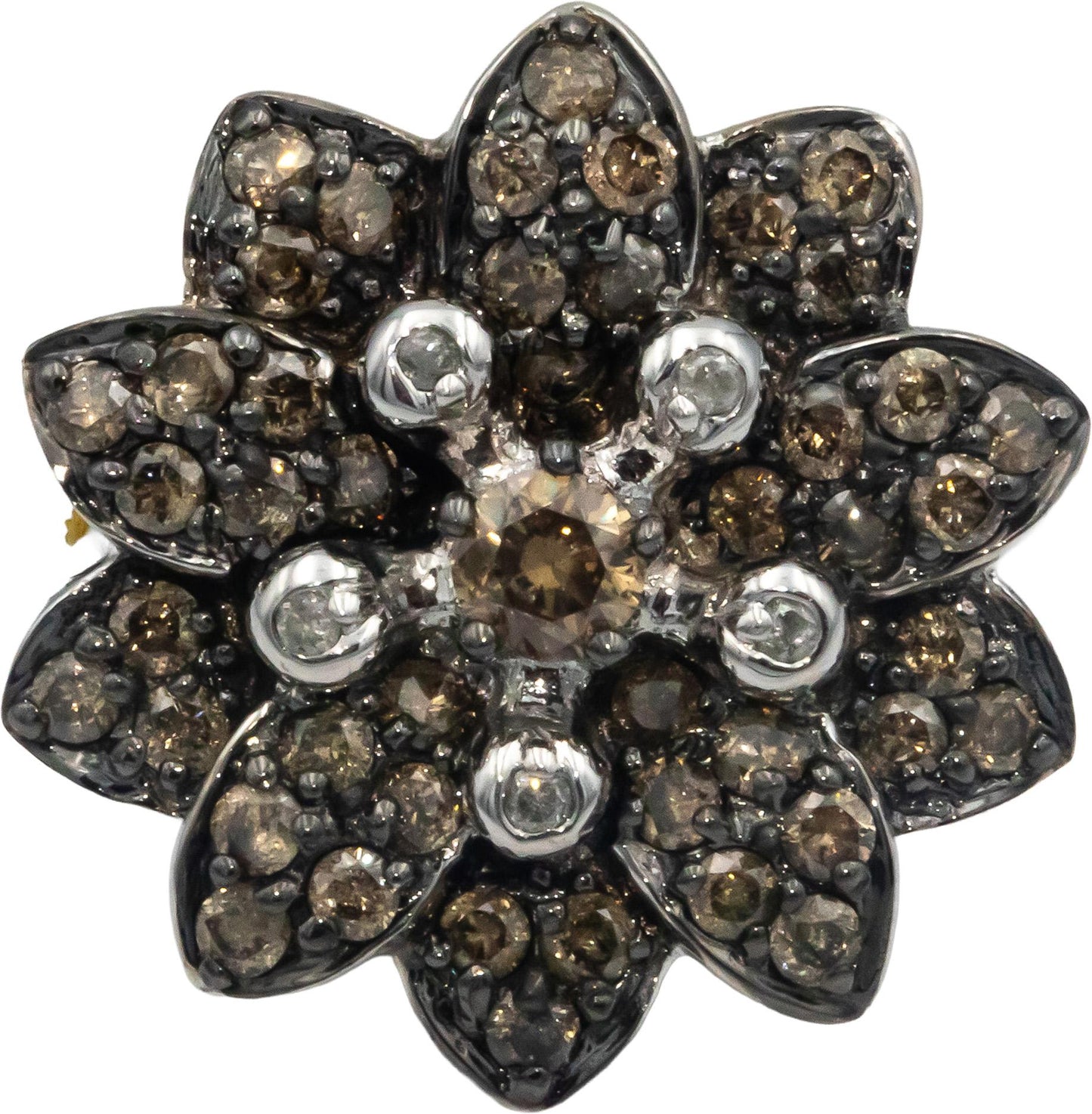 Round Diamond 14k White Gold Jewelry Cluster Flower Ring 1.0CT Size 7.25