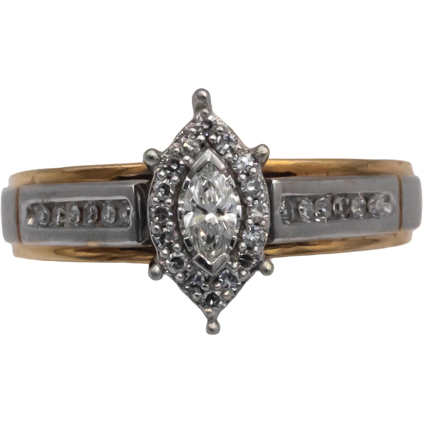 14k Yellow and White Gold Jewelry Diamond Ring 0.35CT Size 4.5