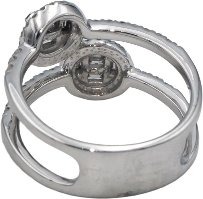 10k White Gold Diamond Split Band Double Halo 0.50CT Ring Size 7