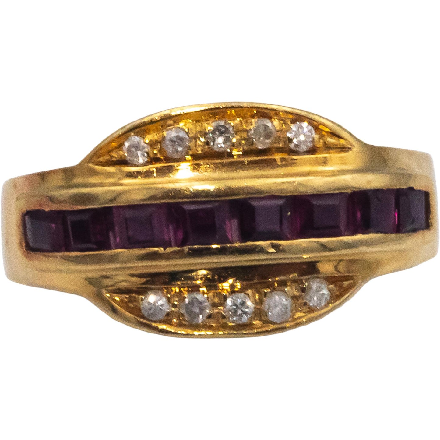 18k Yellow Gold Jewelry 0.55CT VS Diamond and Ruby Ring Size 7