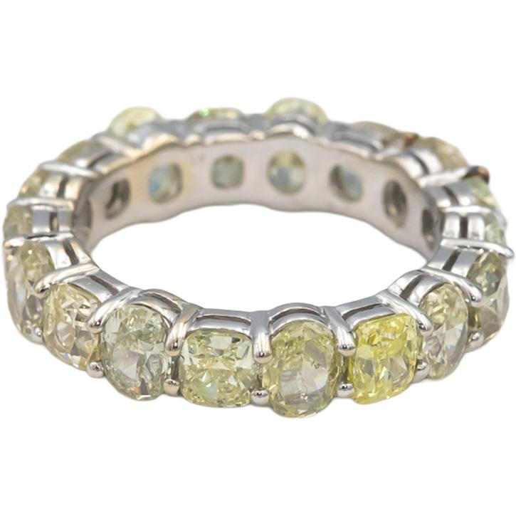 14k White Gold White and Light Yellow Diamond Eternity Ring 4.50CT Size 5.25