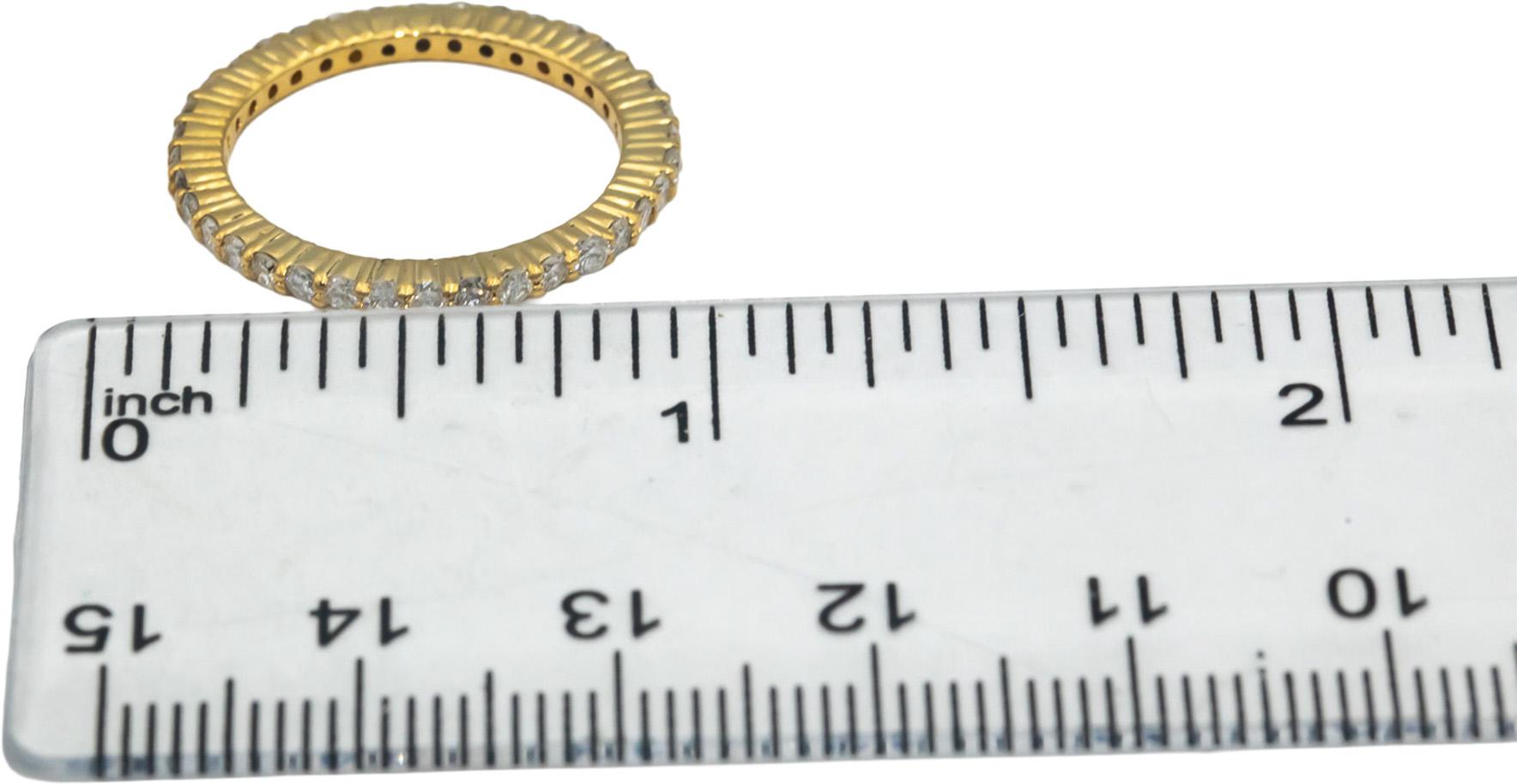 18k Yellow Gold 0.75CT Round Cut Diamond Eternity Stackable Band Ring Size 6