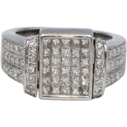 18k White Gold 1.50CT VS White and Blue Diamond Reversible Ring Size 5.75