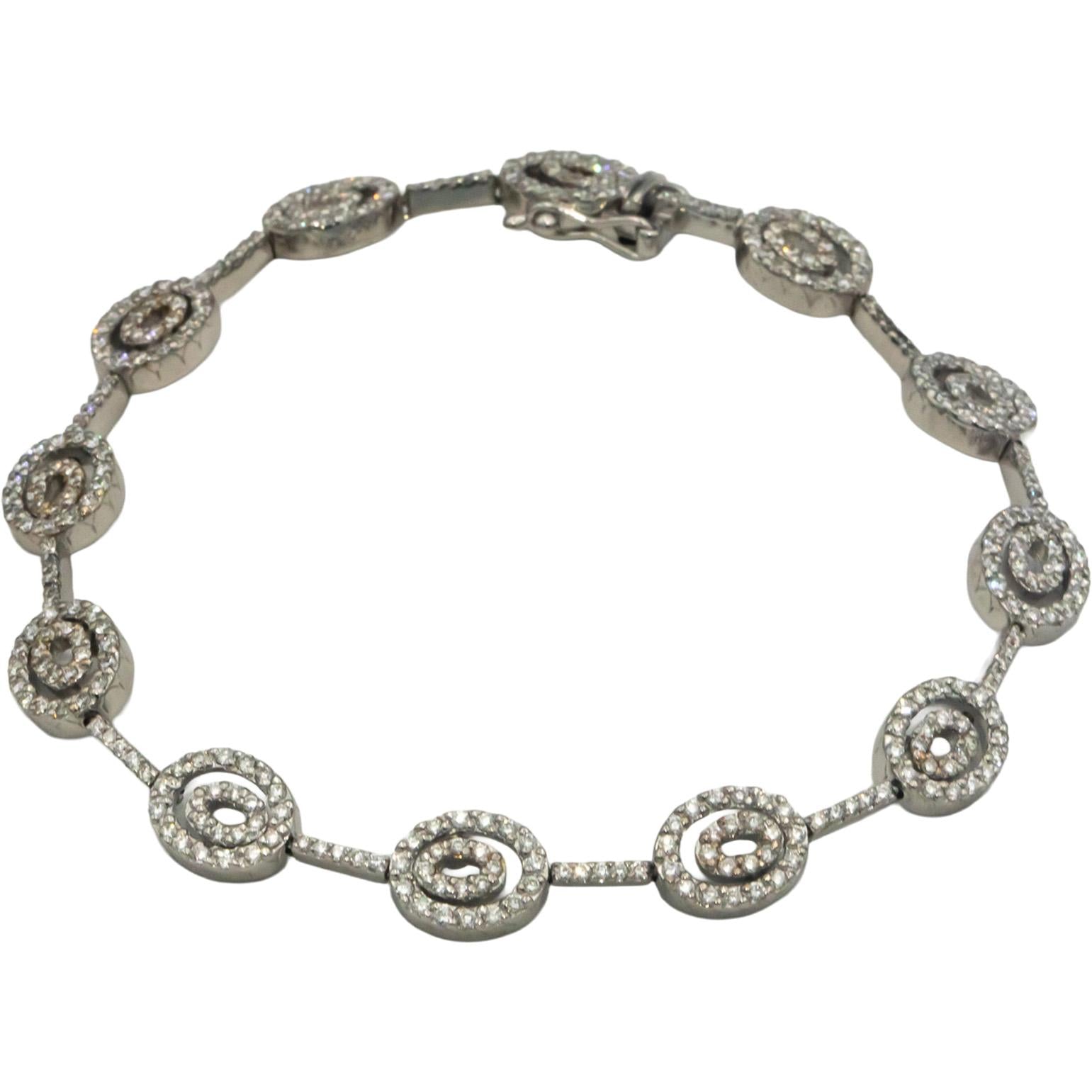 18k White Gold Jewelry Round Diamond Oval Link Bracelet 2.25CT