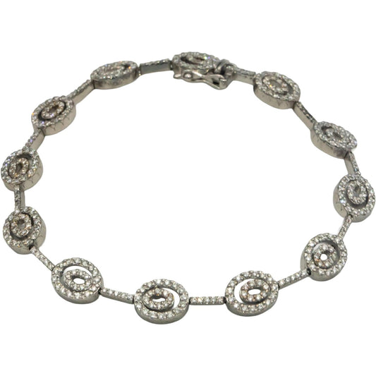 18k White Gold Jewelry Round Diamond Oval Link Bracelet 2.25CT