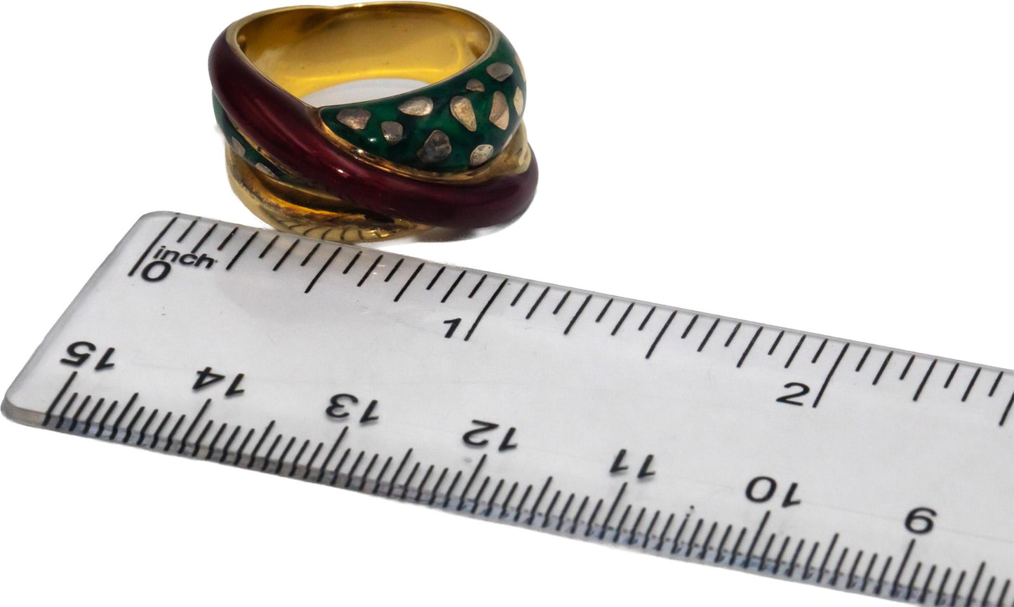 LA NOUVELLE BAGUE 18k Yellow Gold Enamel Band Ring Size 8.25