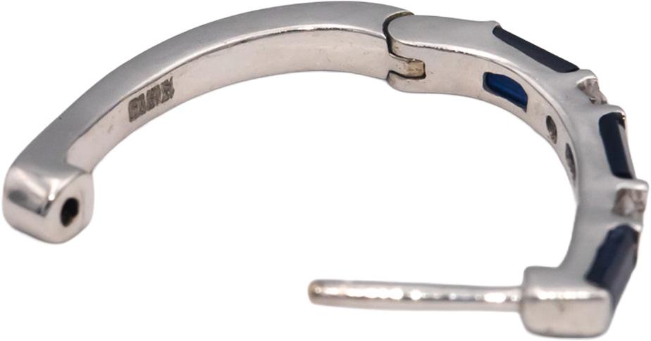 14k White Gold Jewelry 0.61CT Diamond and Sapphire Huggie Earrings