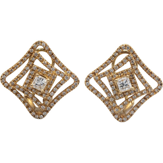 14k Yellow Gold Jewelry 1.50CT Diamond Earrings w/ 0.60CTW Princess Centers