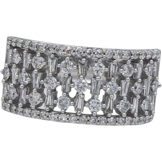 Marilyn Monroe Collection 10k White Gold 1.0CT Diamond Wide Band Ring Size 6.5
