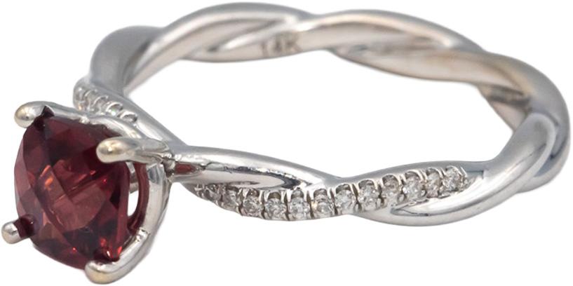 14k White Gold Jewelry 1.33CT Diamond and Garnet Ring Size 6.5
