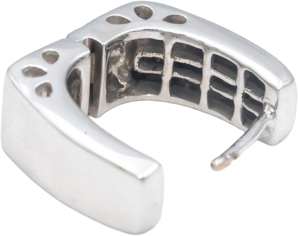 14k White Gold Jewelry 1.0CT Princess Cut Diamond Hoop Huggie Earrings
