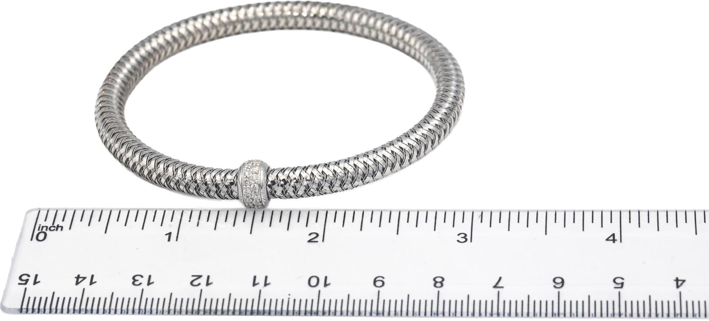 ROBERTO COIN 18k White Gold Primavera Flexible Bracelet w/ Diamond Station