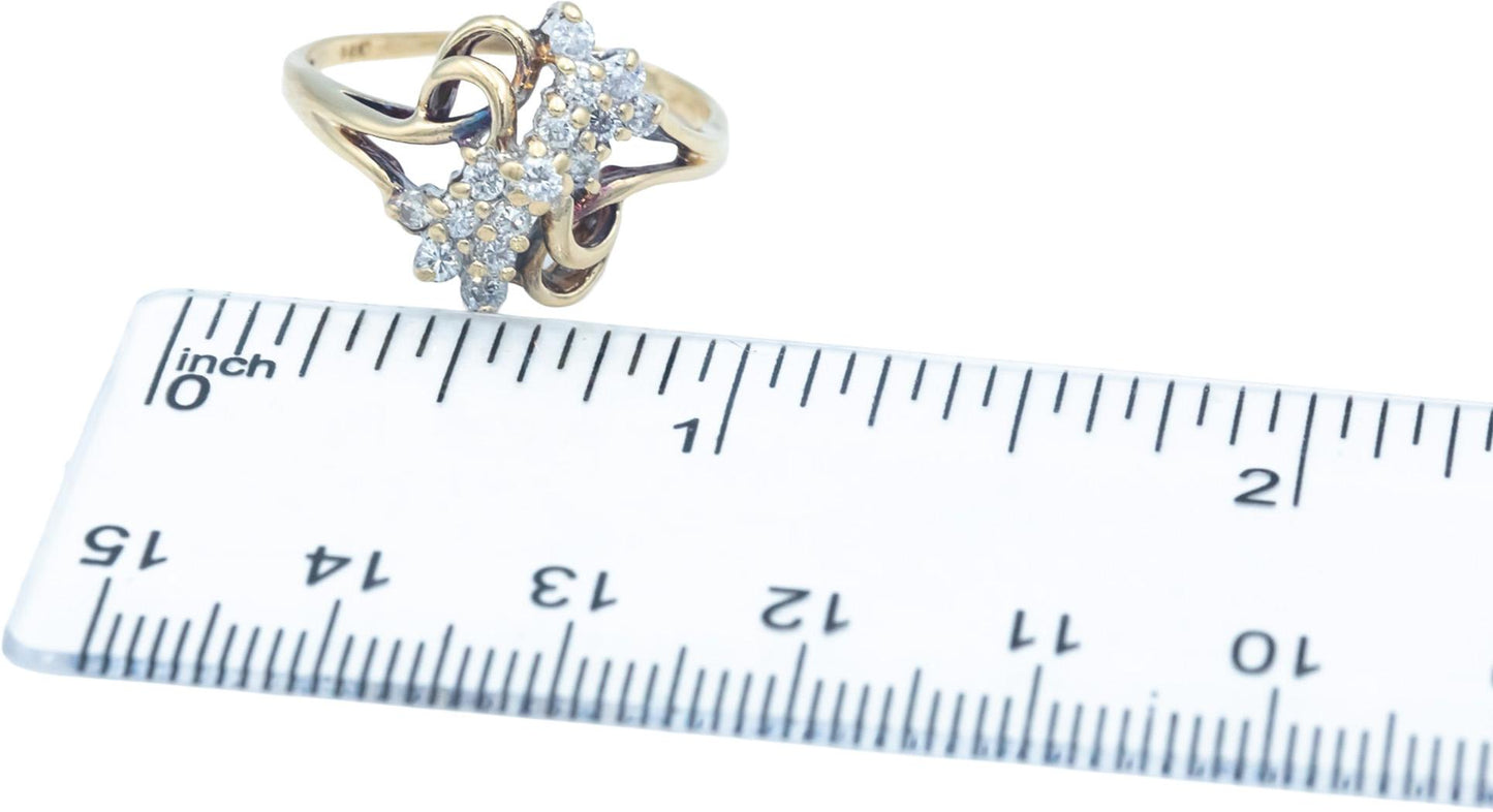 14k Yellow Gold Jewelry 0.45CT Round Cut Diamond Cluster Ring Size 8.5