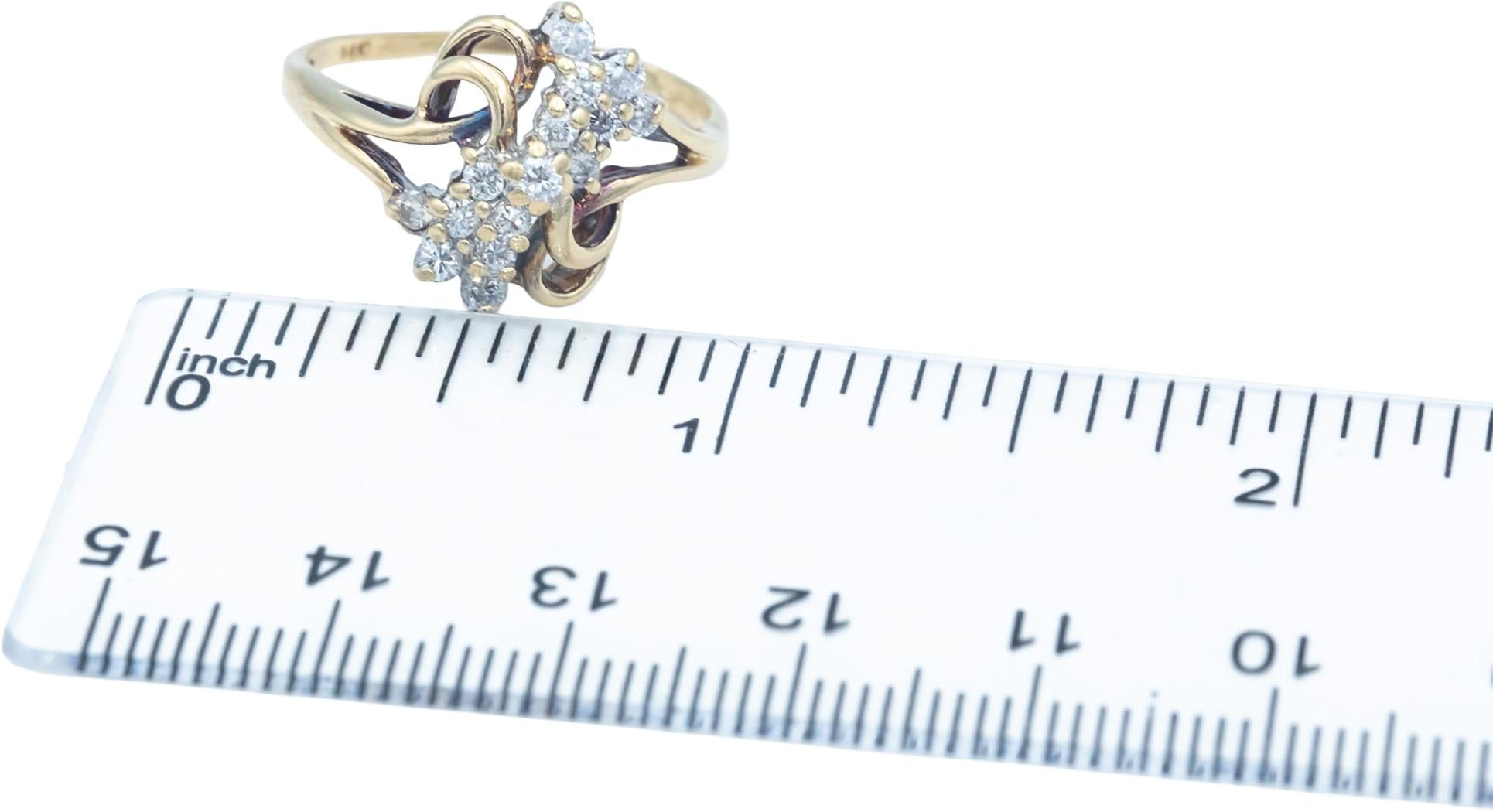 14k Yellow Gold Jewelry 0.45CT Round Cut Diamond Cluster Ring Size 8.5