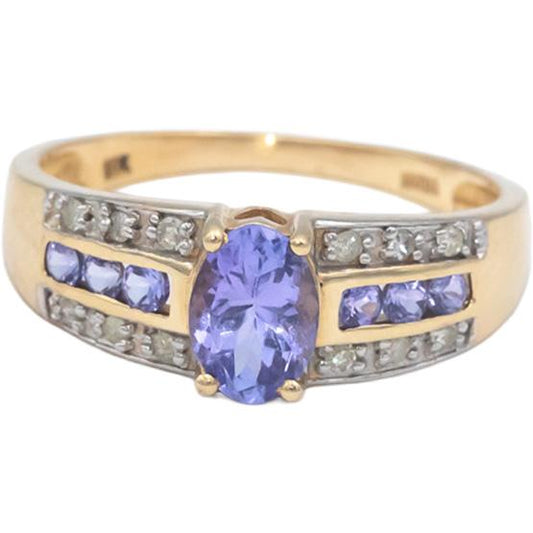 14k Yellow Gold 0.50CT Tanzanite Ring w/ Diamond Accents Size 7.25
