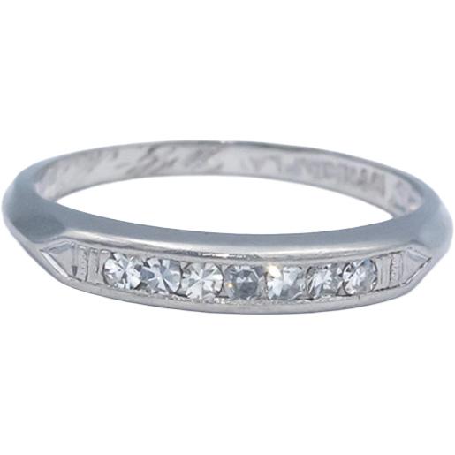 Antique Vintage Platinum 0.10CT Single Cut Diamond Band Ring Size 4.5