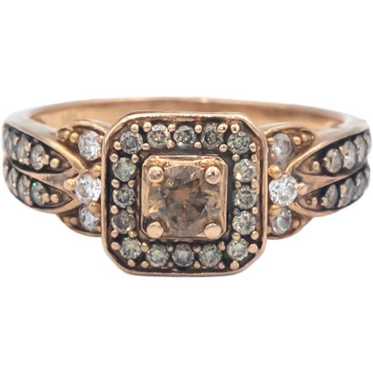 LE VIAN 14k Rose Gold White and Chocolate Diamond Cocktail Ring 0.90CT Size 8.75