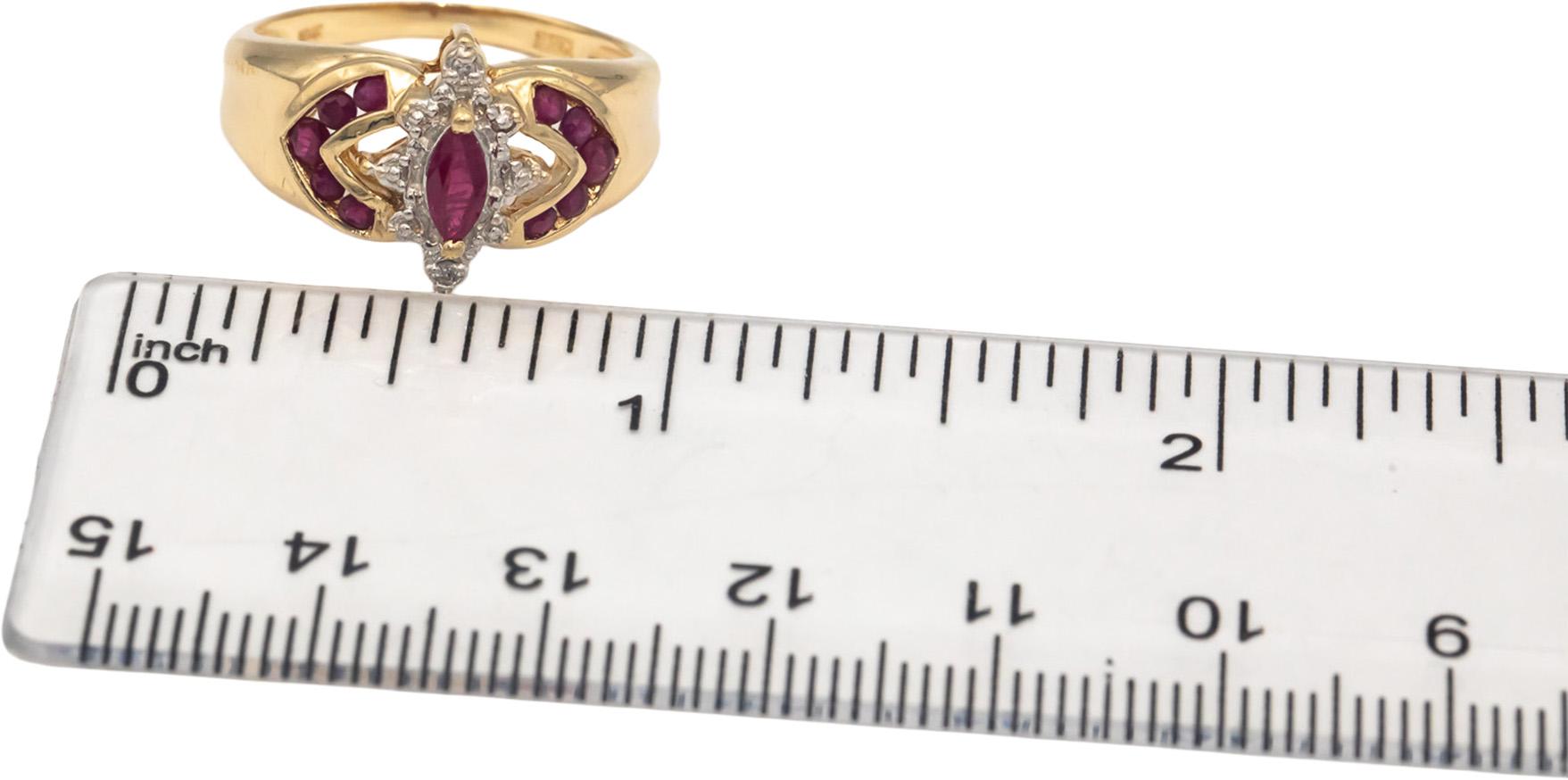 10k Yellow Gold Jewelry 0.50CT Ruby and Diamond Cocktail Ring Size 8