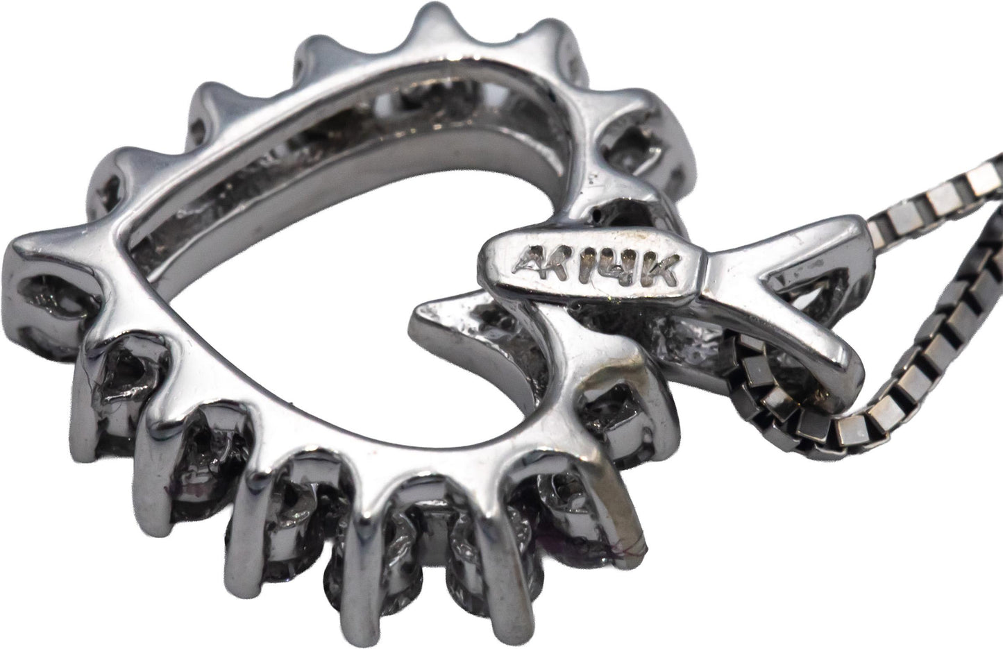 14k White Gold Jewelry VS Round Diamond Open Heart Pendant Necklace 0.33CT