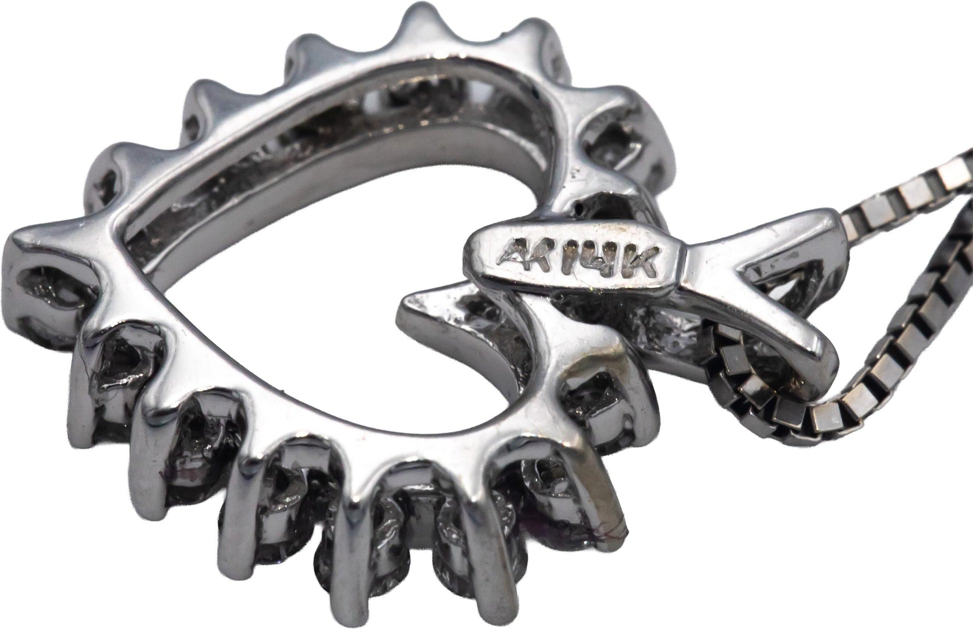 14k White Gold Jewelry VS Round Diamond Open Heart Pendant Necklace 0.33CT