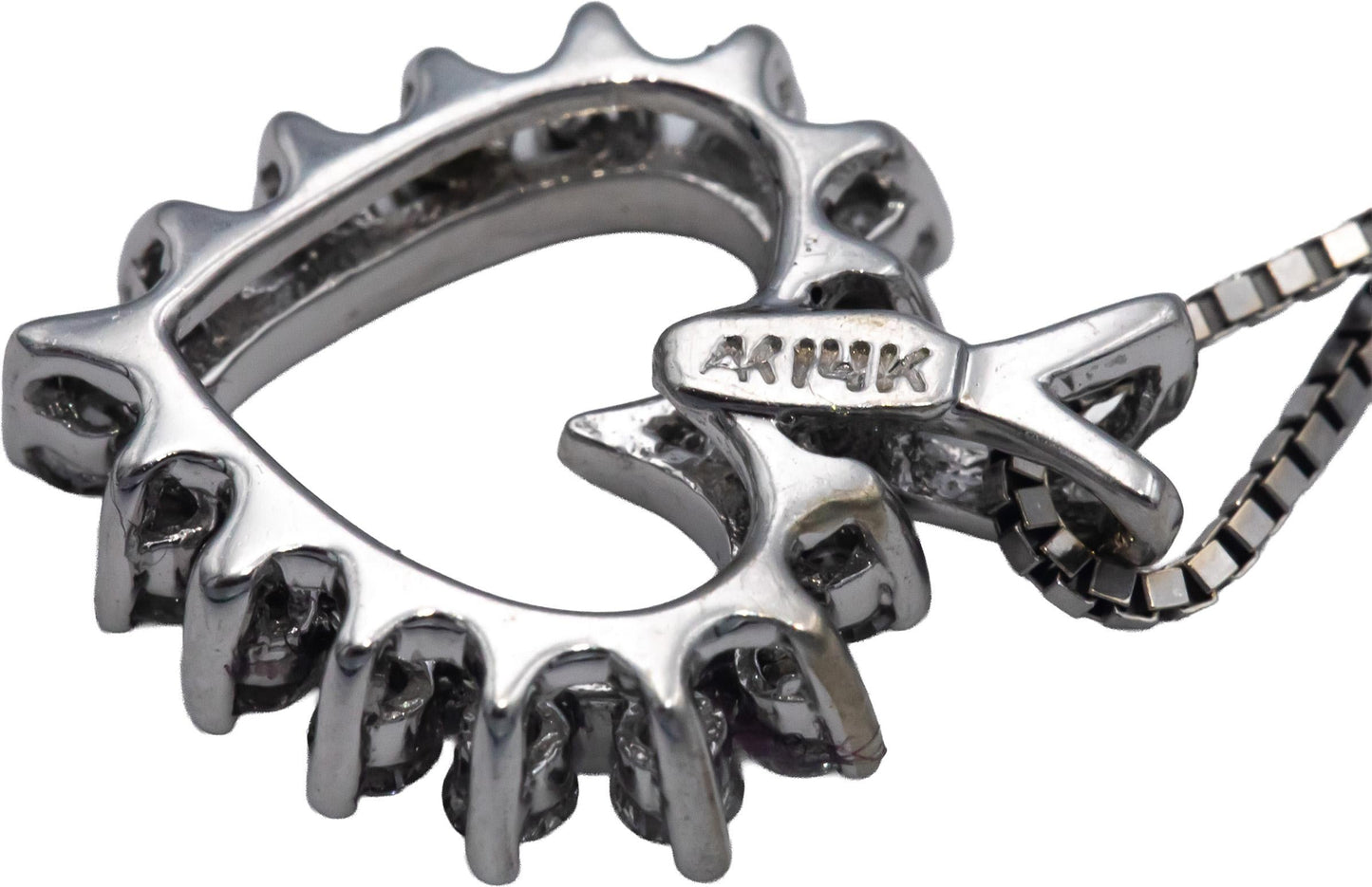 14k White Gold Jewelry 0.33CT VS Round Cut Diamond Open Heart Pendant Necklace