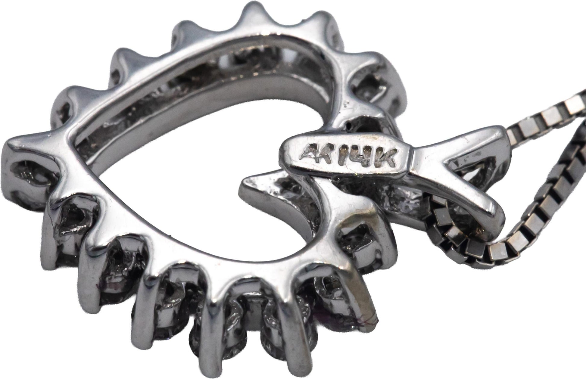 14k White Gold Jewelry 0.33CT VS Round Cut Diamond Open Heart Pendant Necklace