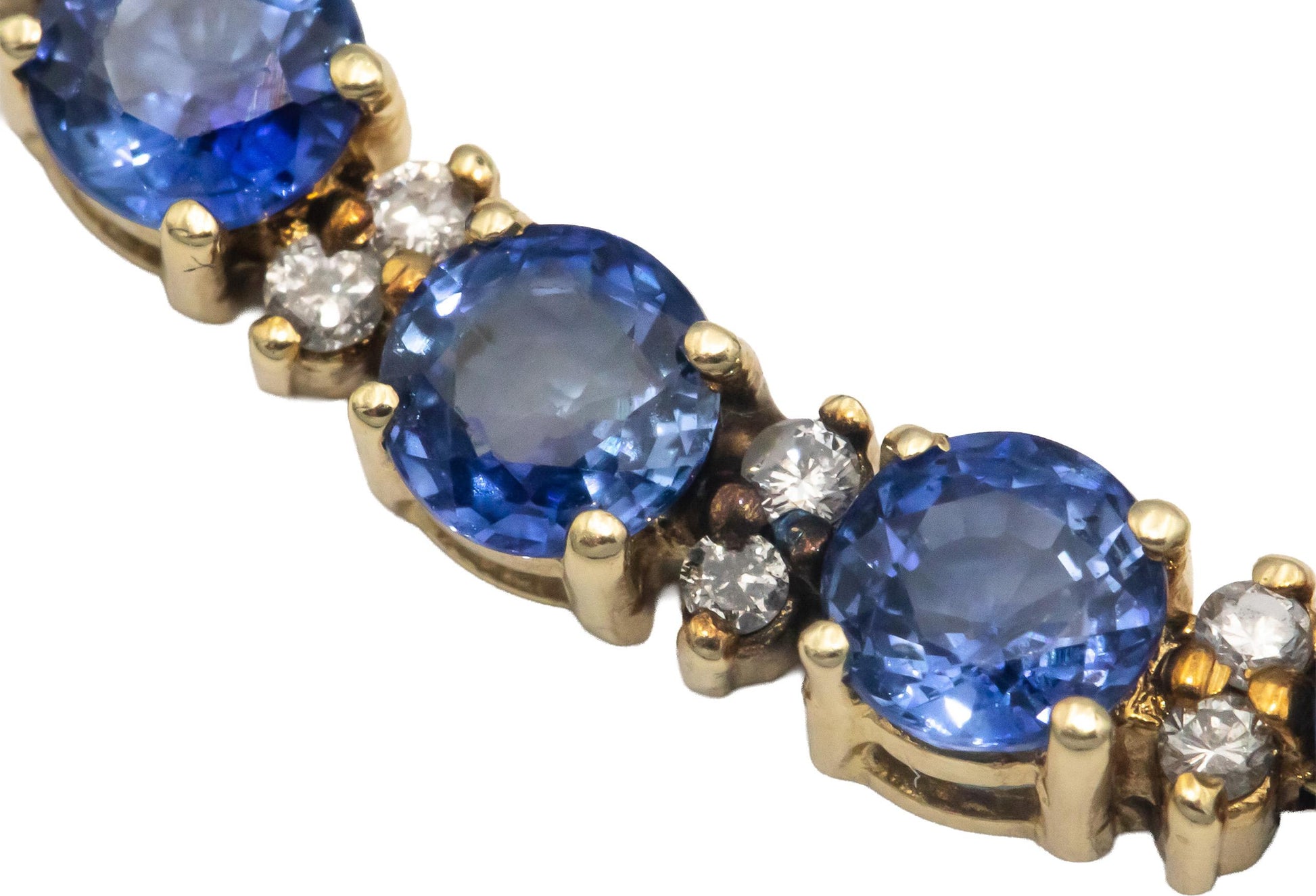 CGL Certified 14k Yellow Gold Diamond & Blue Sapphire Tennis Bracelet 8.90CT