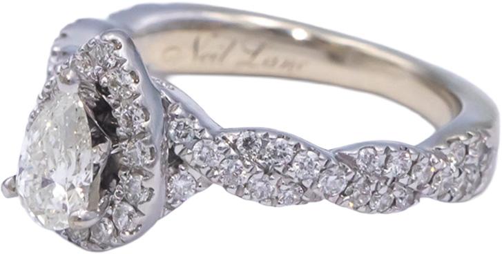 NEIL LANE 14k White Gold 1.0CT Diamond Engagement Ring w/ 0.36CT Center Size 5