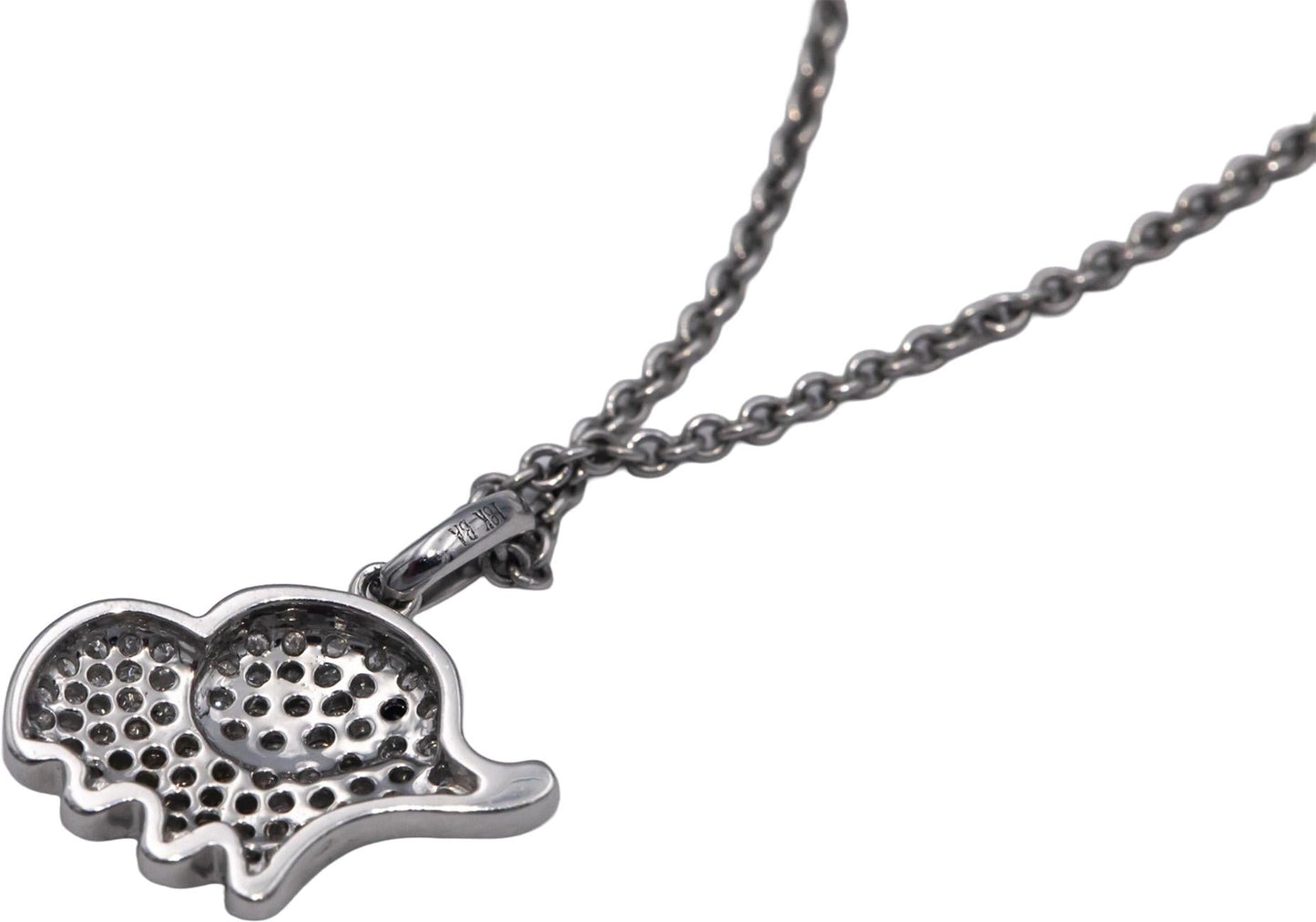 18k White Gold 0.25CT Round Cut Diamond Cluster Elephant Pendant Necklace