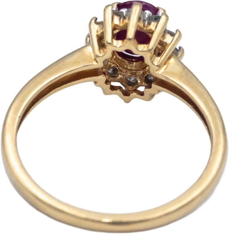 Oval Ruby and Round Diamond 14k Yellow Gold Halo Ring 1.0CT Size 6.75