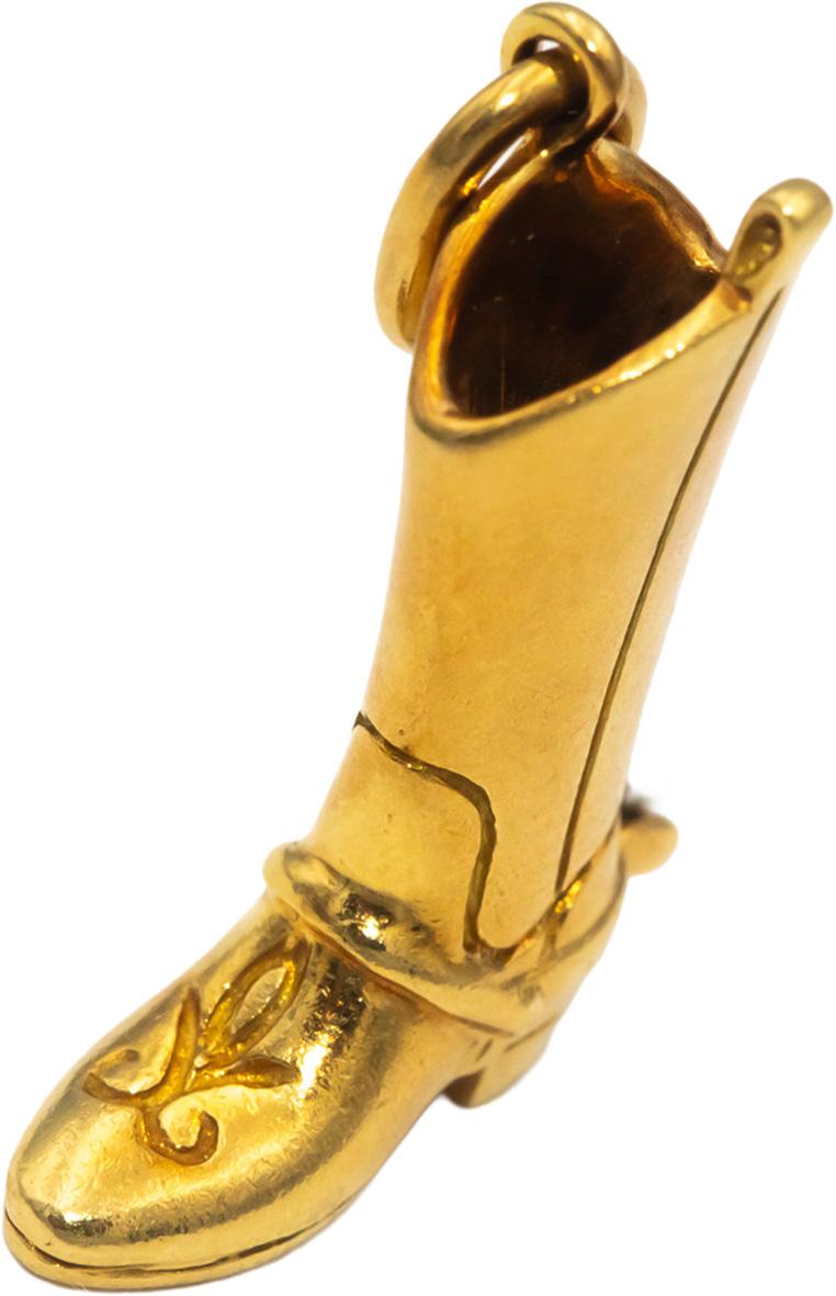 TIFFANY & CO. 18k Yellow Gold Jewelry Cowboy Boot Charm Pendant